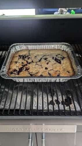 Blueberry cobbler on the grill